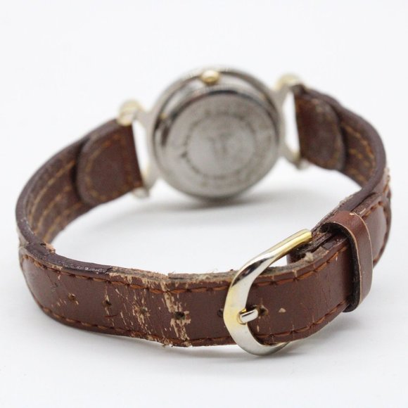 Vintage Time Square Watch Womens Silver Tone Moonphase Brown Leather Band - Picture 7 of 8